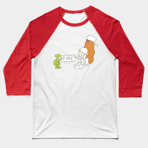 Fire Baseball T-Shirt by ThirteenthFloor